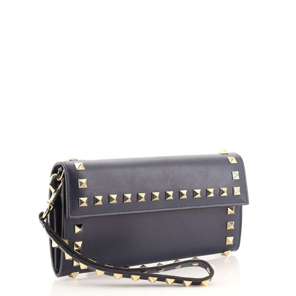 Valentino Garavani Rockstud Wristlet Wallet Leather Blue - Picture 2 of 8